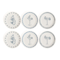 Zodax The Salty Bar Appetizer Plates, Set of 6 - Mermaid