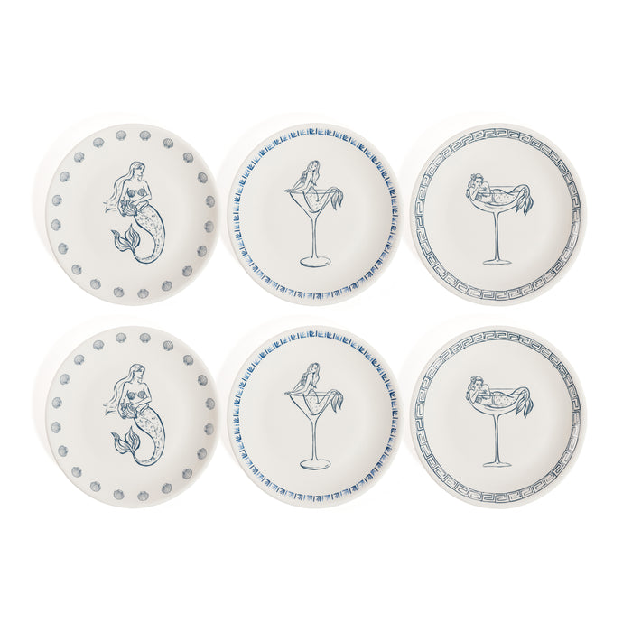Zodax The Salty Bar Appetizer Plates, Set of 6 - Mermaid