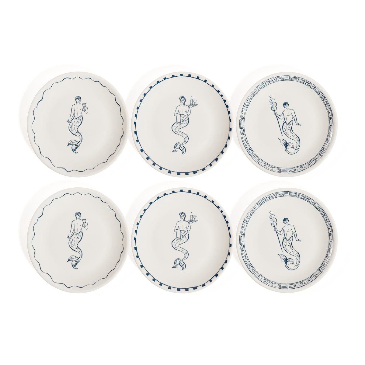 Zodax The Salty Bar Appetizer Plates, Set of 6 - Merman