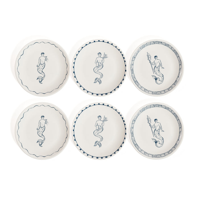 Zodax The Salty Bar Appetizer Plates, Set of 6 - Merman