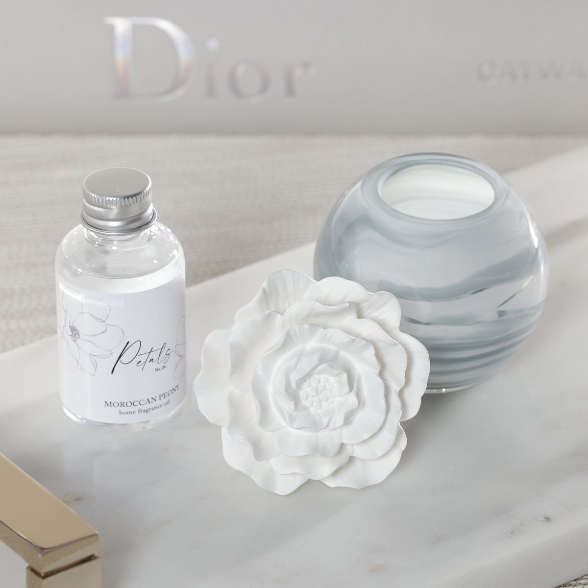 Zodax Petals Porcelain Scented Oil Diffuser - Moroccan Peony, 1.69 oz