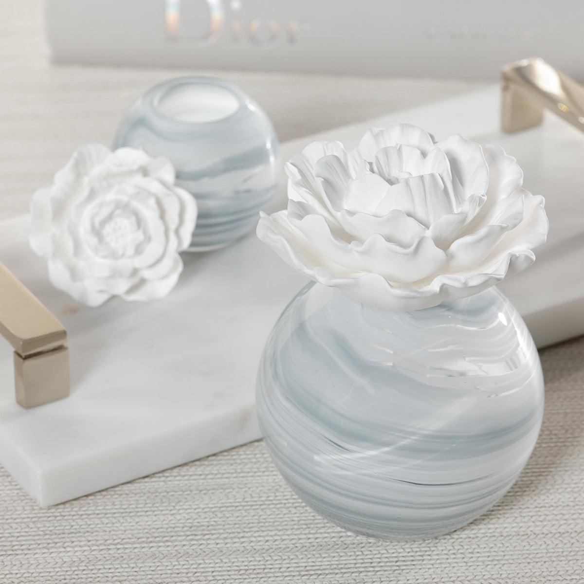 Zodax Petals Porcelain Scented Oil Diffuser - Moroccan Peony, 1.69 oz