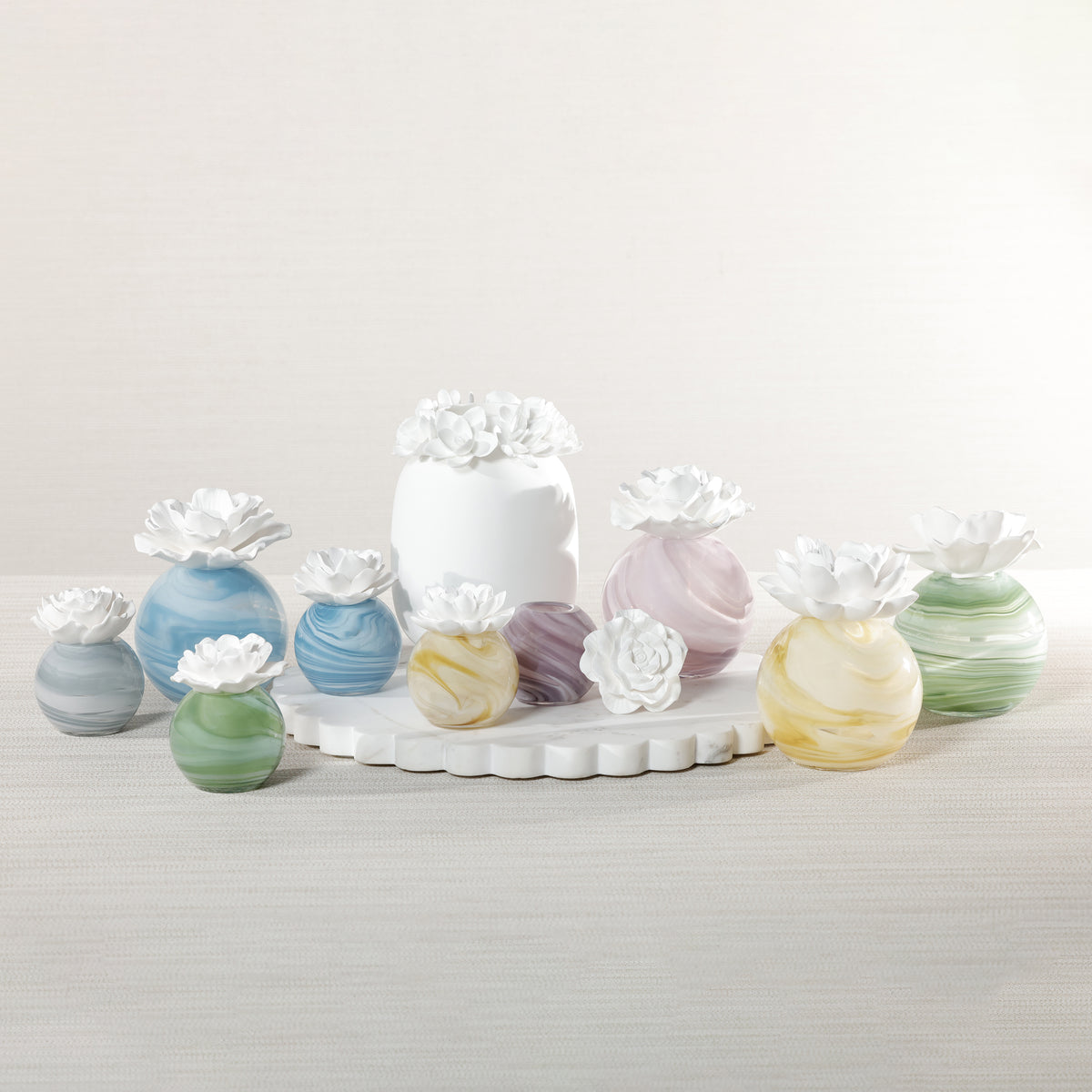 Zodax Petals Porcelain Scented Oil Diffuser - Moroccan Peony, 1.69 oz
