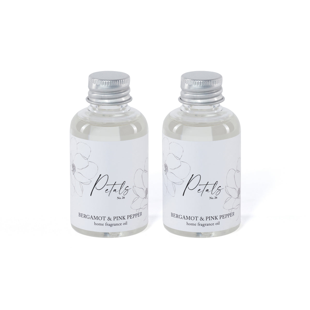 Zodax Petals Porcelain Oil Diffuser Refills, Set of 2 - Bergamot & Pink Pepper, 1.69 oz