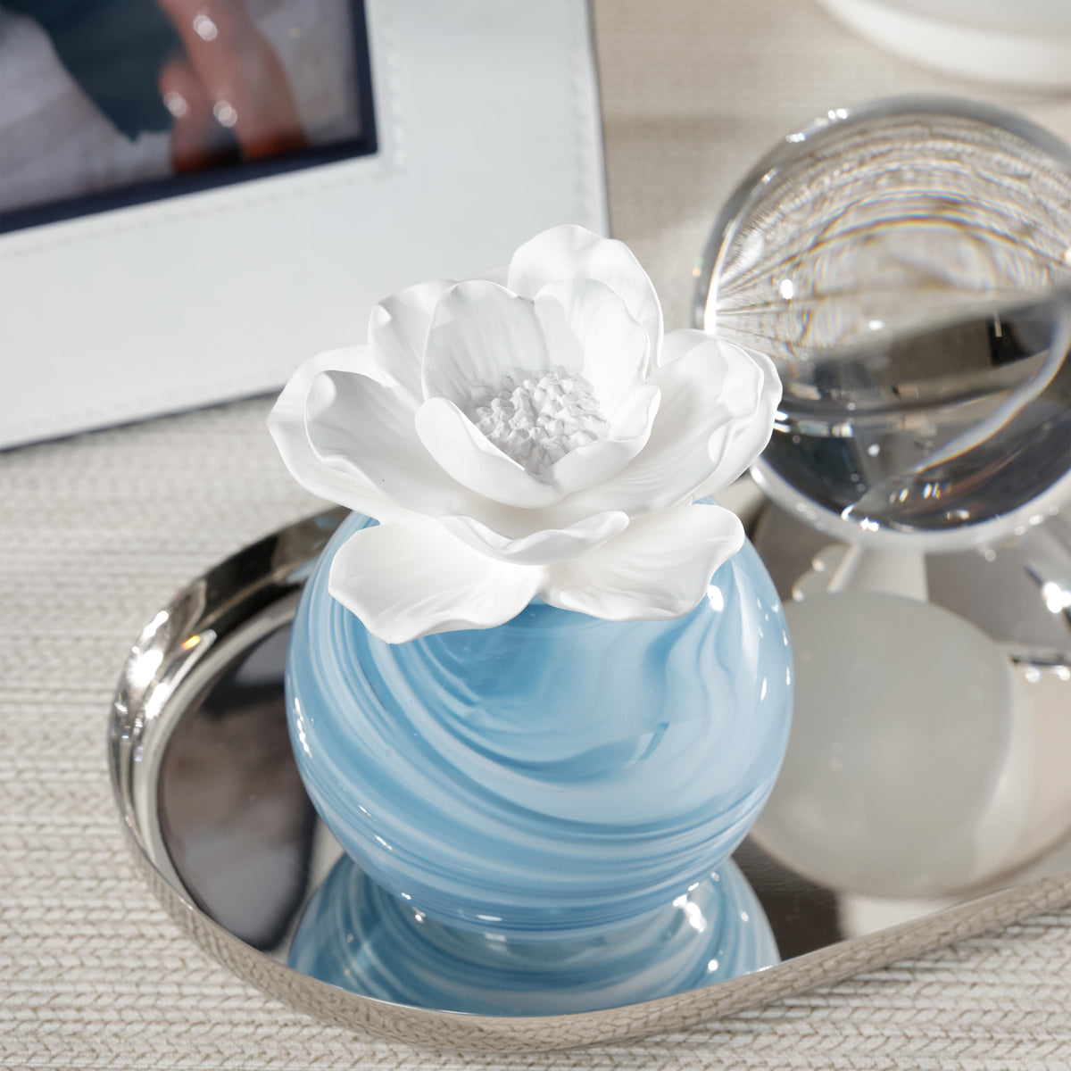 Zodax Petals Porcelain Scented Oil Diffuser - Water Lotus, 1.69 oz