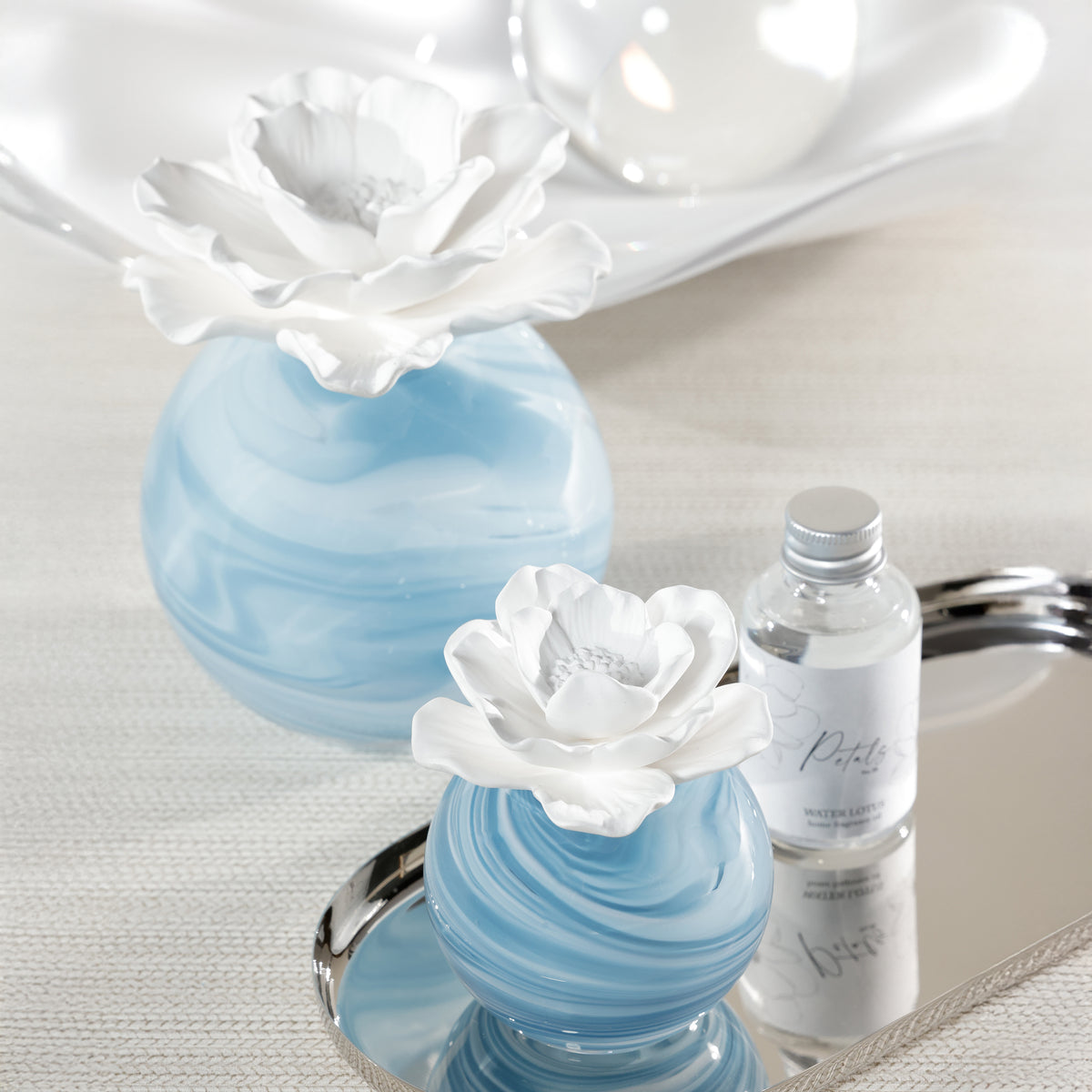 Zodax Petals Porcelain Scented Oil Diffuser - Water Lotus, 1.69 oz