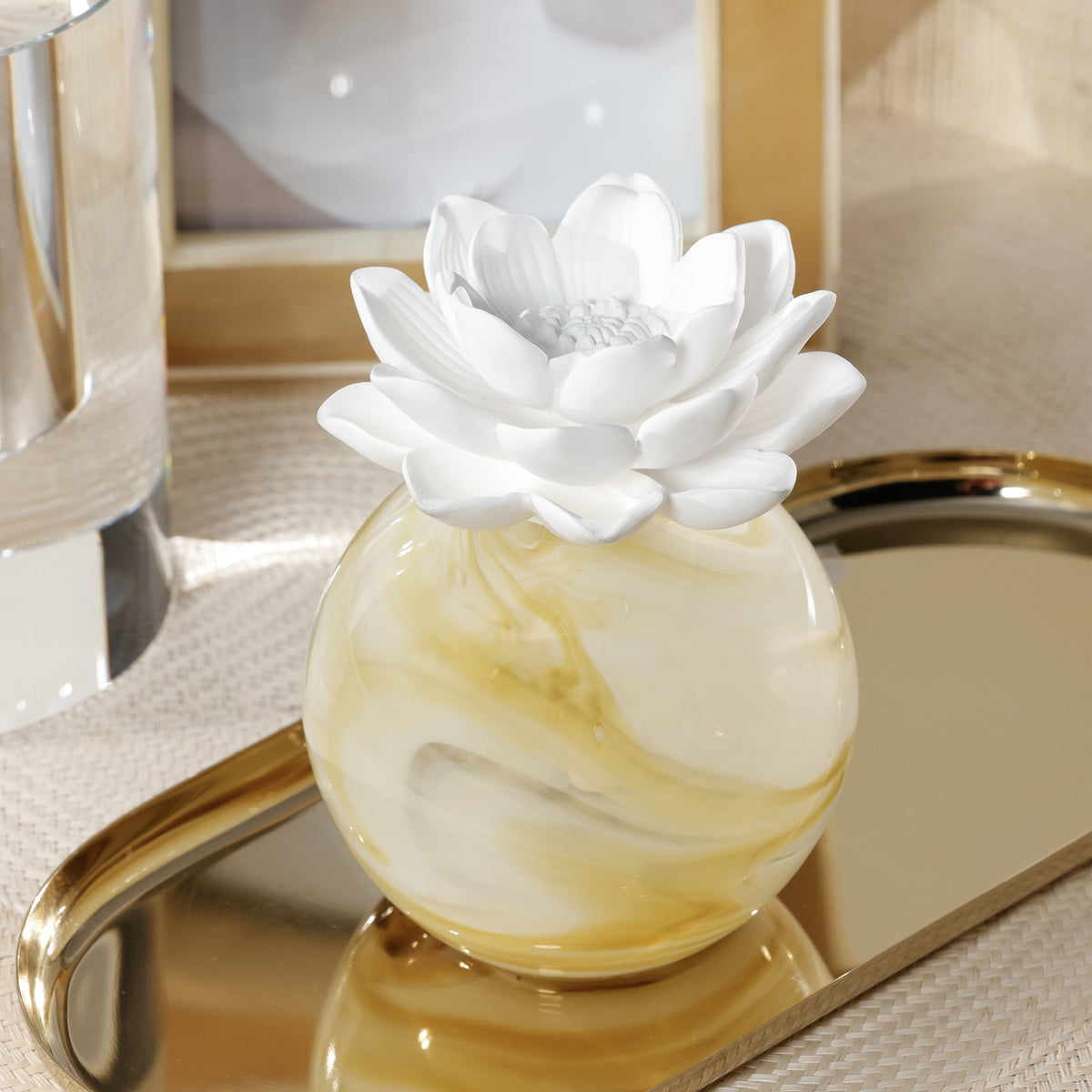 Zodax Petals Porcelain Scented Oil Diffuser - Bergamot & Pink Pepper, 3.88 oz