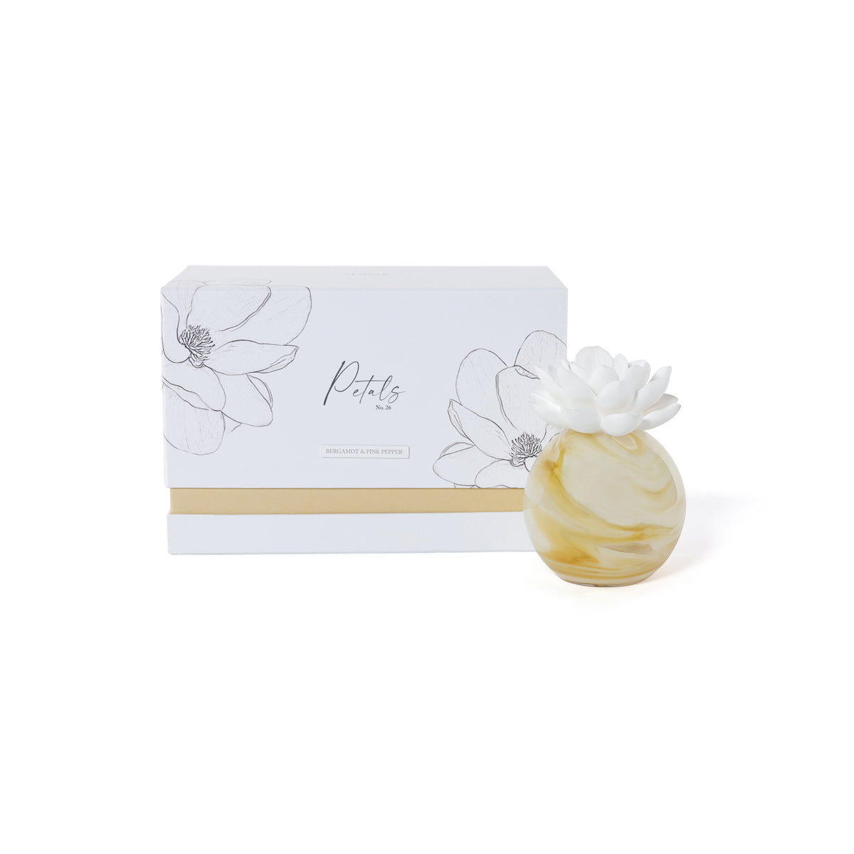 Zodax Petals Porcelain Scented Oil Diffuser - Bergamot & Pink Pepper, 3.88 oz