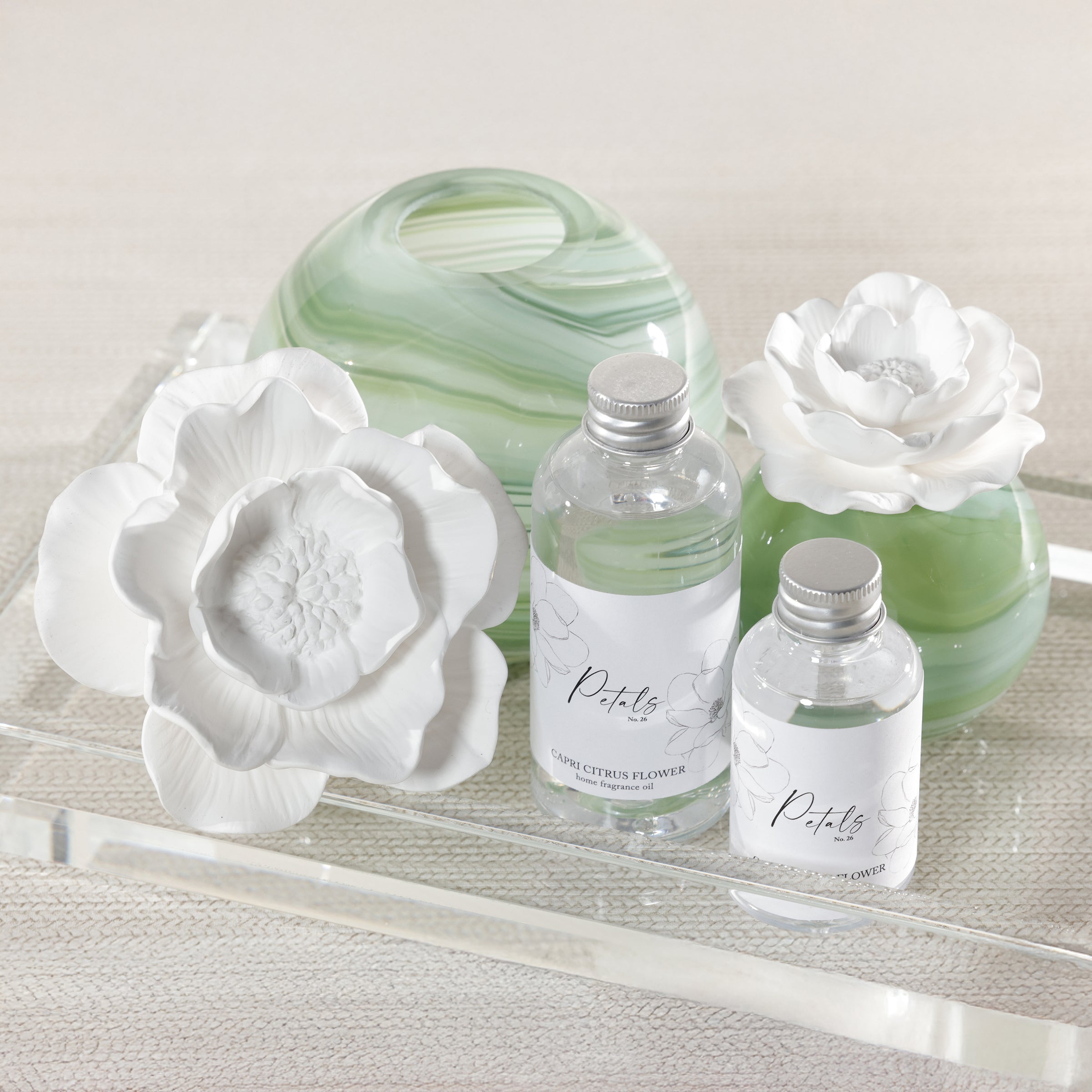 Zodax Petals Porcelain Scented Oil Diffuser - Capri Citrus Flower, 3.88 oz