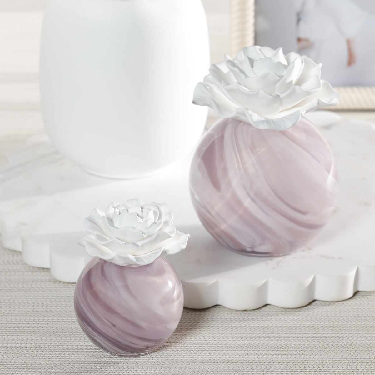 Zodax Petals Porcelain Scented Oil Diffuser - Fig Vetiver, 3.88 oz