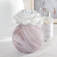 Zodax Petals Porcelain Scented Oil Diffuser - Fig Vetiver, 3.88 oz