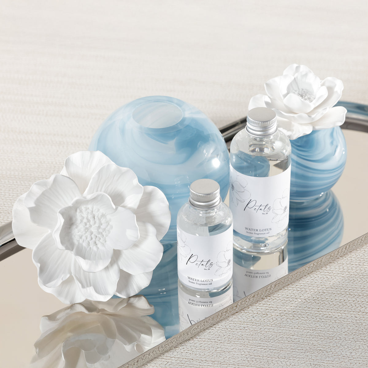Zodax Petals Porcelain Scented Oil Diffuser - Water Lotus, 3.88 oz