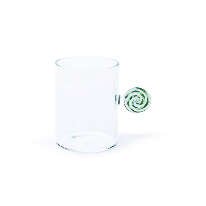 Zodax Holiday Peppermint Swirl Glass Mugs, Set of 6, Green & White
