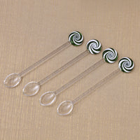 Zodax Holiday Peppermint Swirl Glass Spoons, Set of 8, Green & White