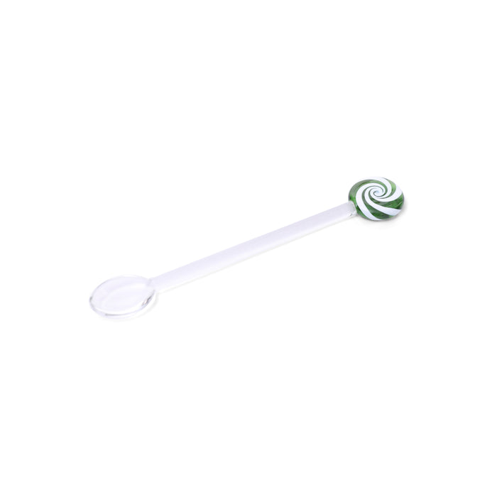 Zodax Holiday Peppermint Swirl Glass Spoons, Set of 8, Green & White