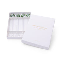 Zodax Holiday Peppermint Swirl Glass Spoons, Set of 8, Green & White