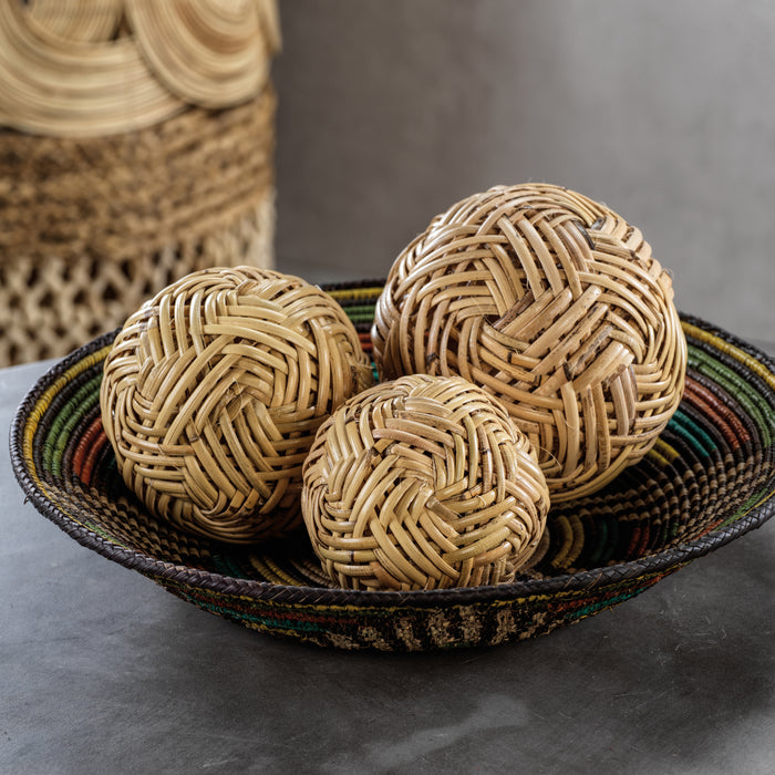Zodax 4" Diameter Rattan Fill Decorative Balls, Set of 4