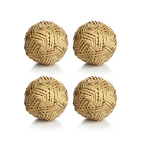 Zodax 4" Diameter Rattan Fill Decorative Balls, Set of 4