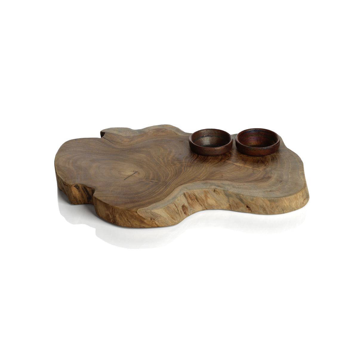 Zodax Banda Teak Root Serving Board with Condiment Bowls