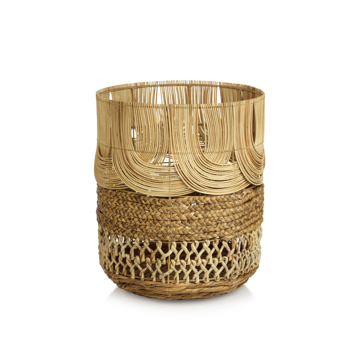 Zodax Melaka Multi-Weave Rattan & Water Hyacinth Basket
