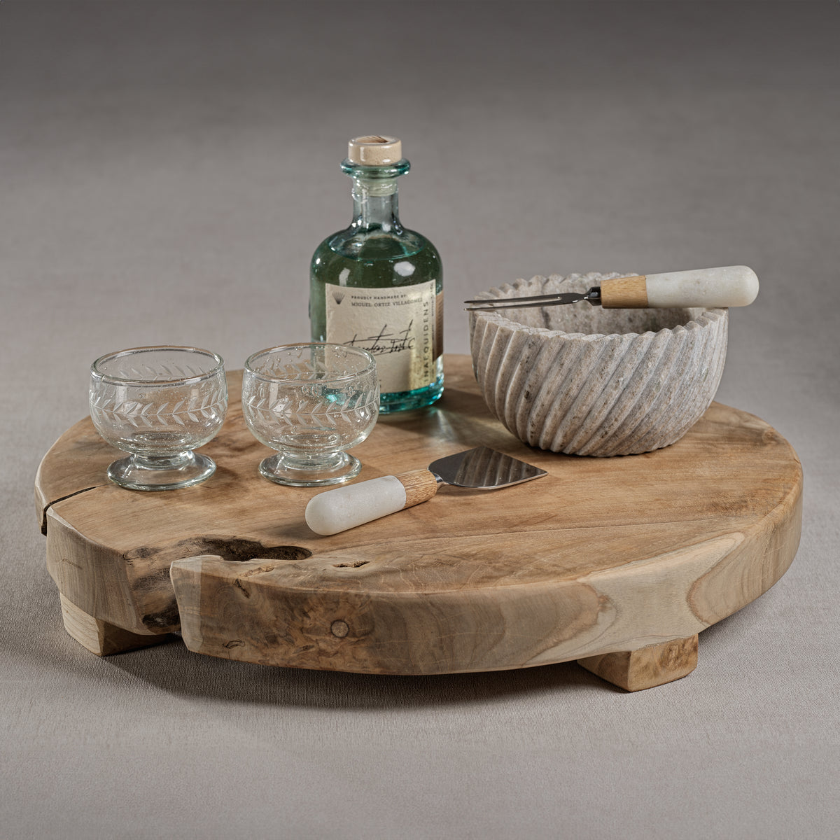Zodax Potenza Teak Charcuterie Footed Board, Extra Large