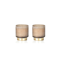 Zodax 2-Piece Cortina Taupe Tobacco Flower Scented Candle Jar Set, Small