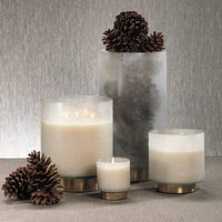 Zodax 2-Piece Cortina White Tobacco Flower Scented Candle Jar Set, Medium