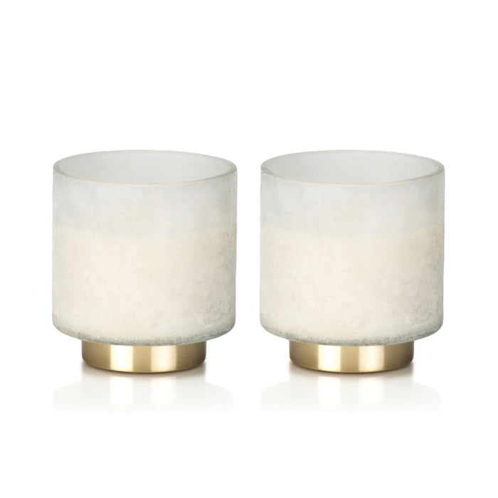 Zodax 2-Piece Cortina White Tobacco Flower Scented Candle Jar Set, Medium