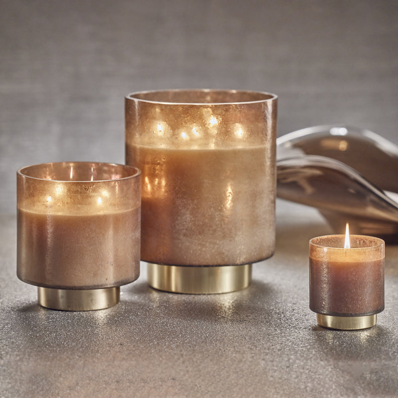 Zodax 2-Piece Cortina Taupe Tobacco Flower Scented Candle Jar Set, Medium