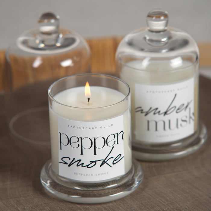 Zodax Amber Musk Scented Candle Jar with Glass Dome