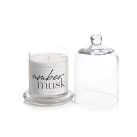 Zodax Amber Musk Scented Candle Jar with Glass Dome