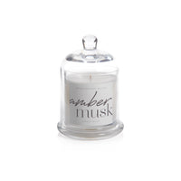 Zodax Amber Musk Scented Candle Jar with Glass Dome