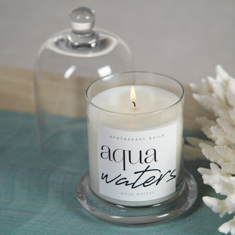 Zodax Aqua Waters Scented Candle Jar with Glass Dome
