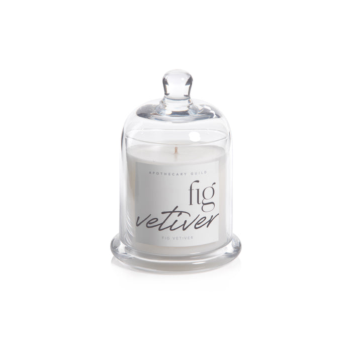 Zodax Black Fig Vetiver Scented Candle Jar with Glass Dome