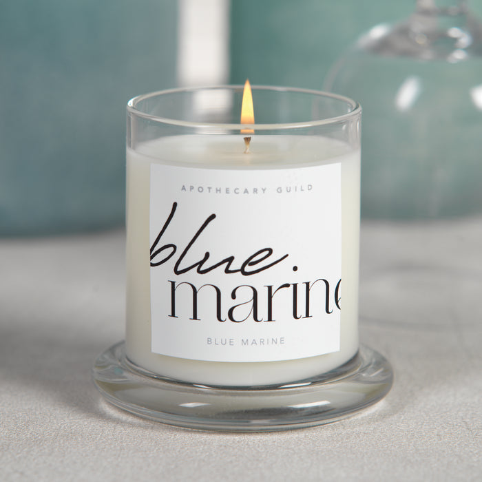 Zodax Blue Marine Scented Candle Jar with Glass Dome
