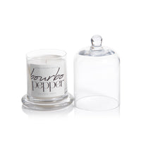 Zodax Bourbon Pepper Scented Candle Jar with Glass Dome