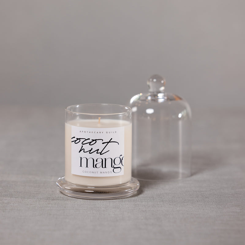 Zodax Coconut Mango Scented Candle Jar with Glass Dome