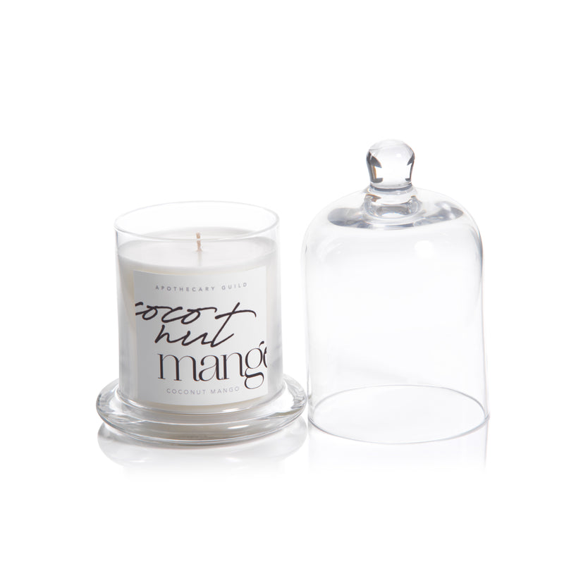 Zodax Coconut Mango Scented Candle Jar with Glass Dome