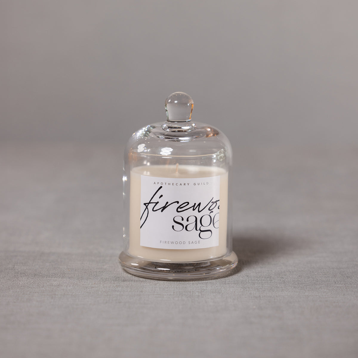 Zodax Firewood Sage Scented Candle Jar with Glass Dome