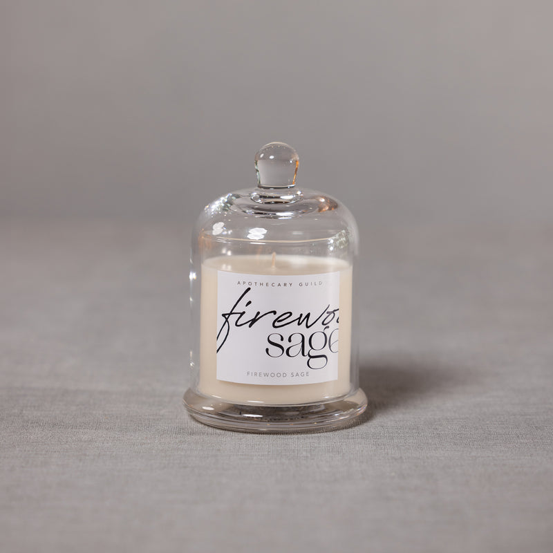 Zodax Firewood Sage Scented Candle Jar with Glass Dome