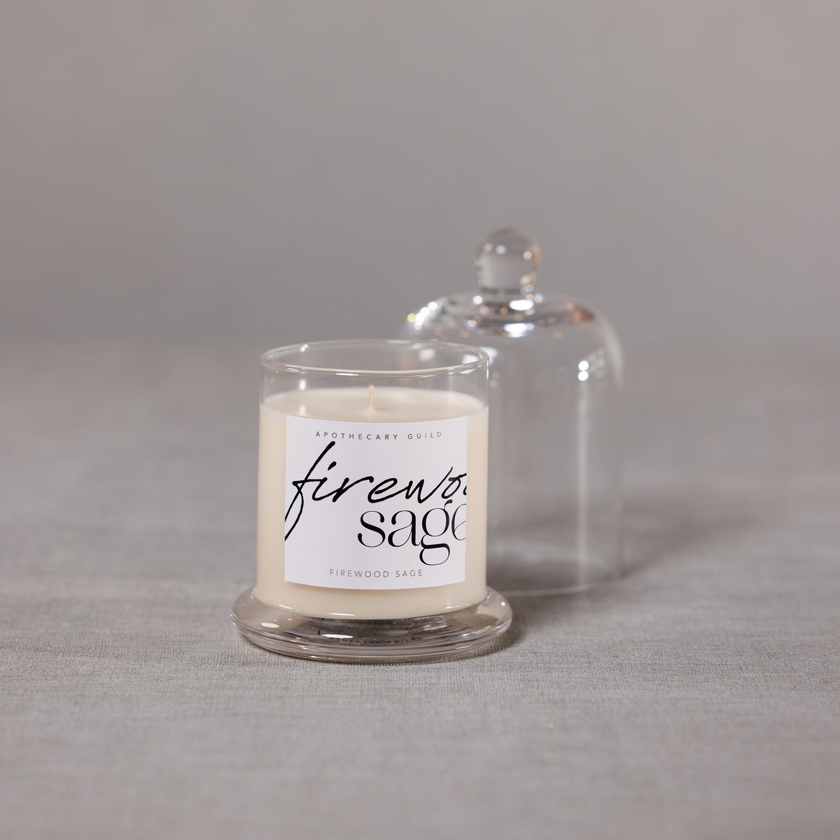 Zodax Firewood Sage Scented Candle Jar with Glass Dome