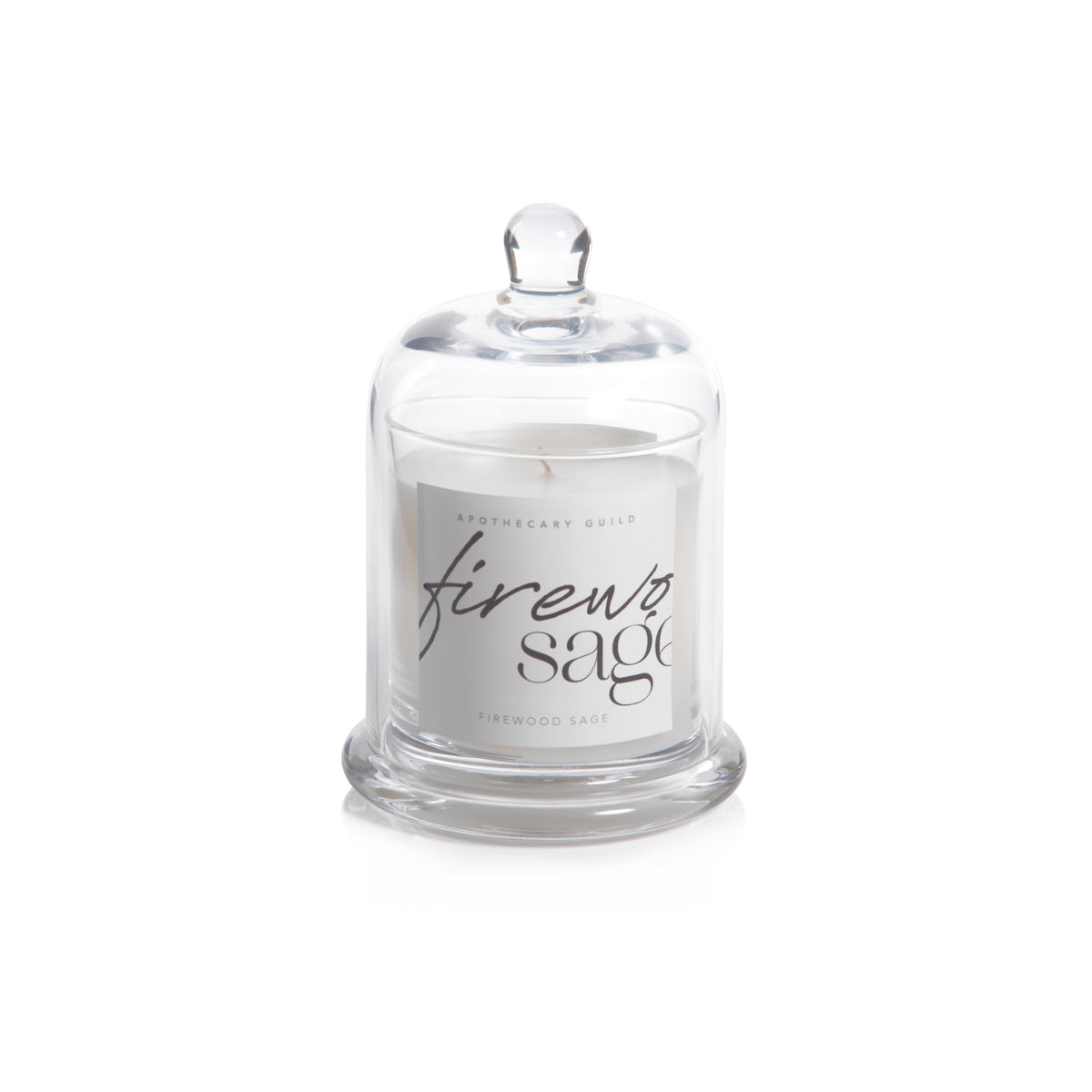 Zodax Firewood Sage Scented Candle Jar with Glass Dome