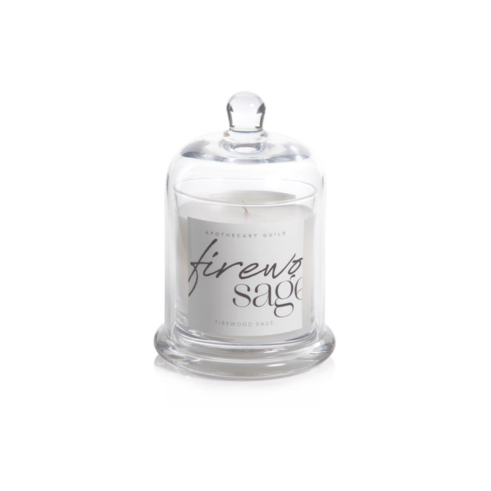 Zodax Firewood Sage Scented Candle Jar with Glass Dome
