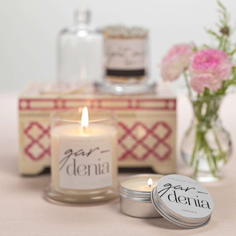 Zodax Gardenia Scented Candle Jar with Glass Dome
