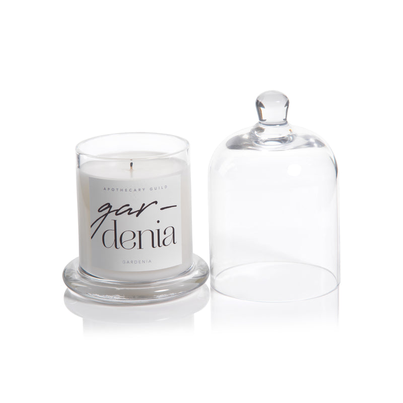 Zodax Gardenia Scented Candle Jar with Glass Dome
