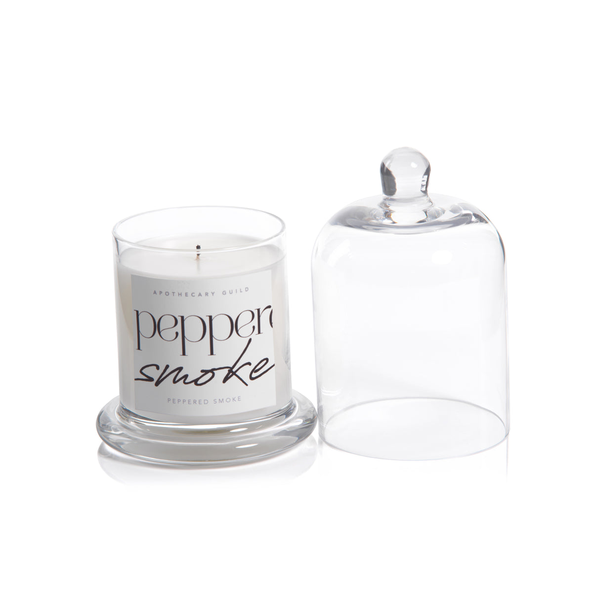Zodax Peppered Smoke Scented Candle Jar with Glass Dome