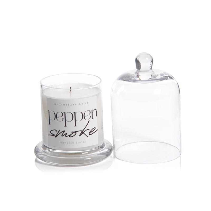 Zodax Peppered Smoke Scented Candle Jar with Glass Dome