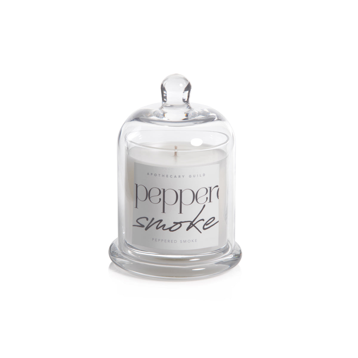 Zodax Peppered Smoke Scented Candle Jar with Glass Dome