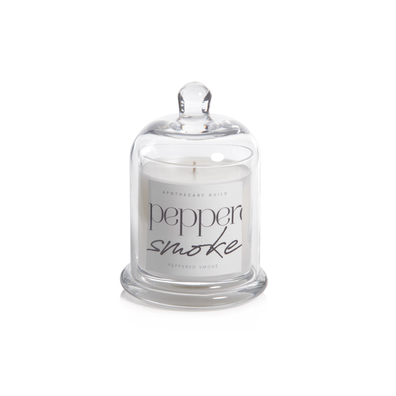 Zodax Peppered Smoke Scented Candle Jar with Glass Dome