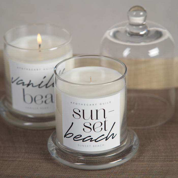 Zodax Sunset Beach Scented Candle Jar with Glass Dome